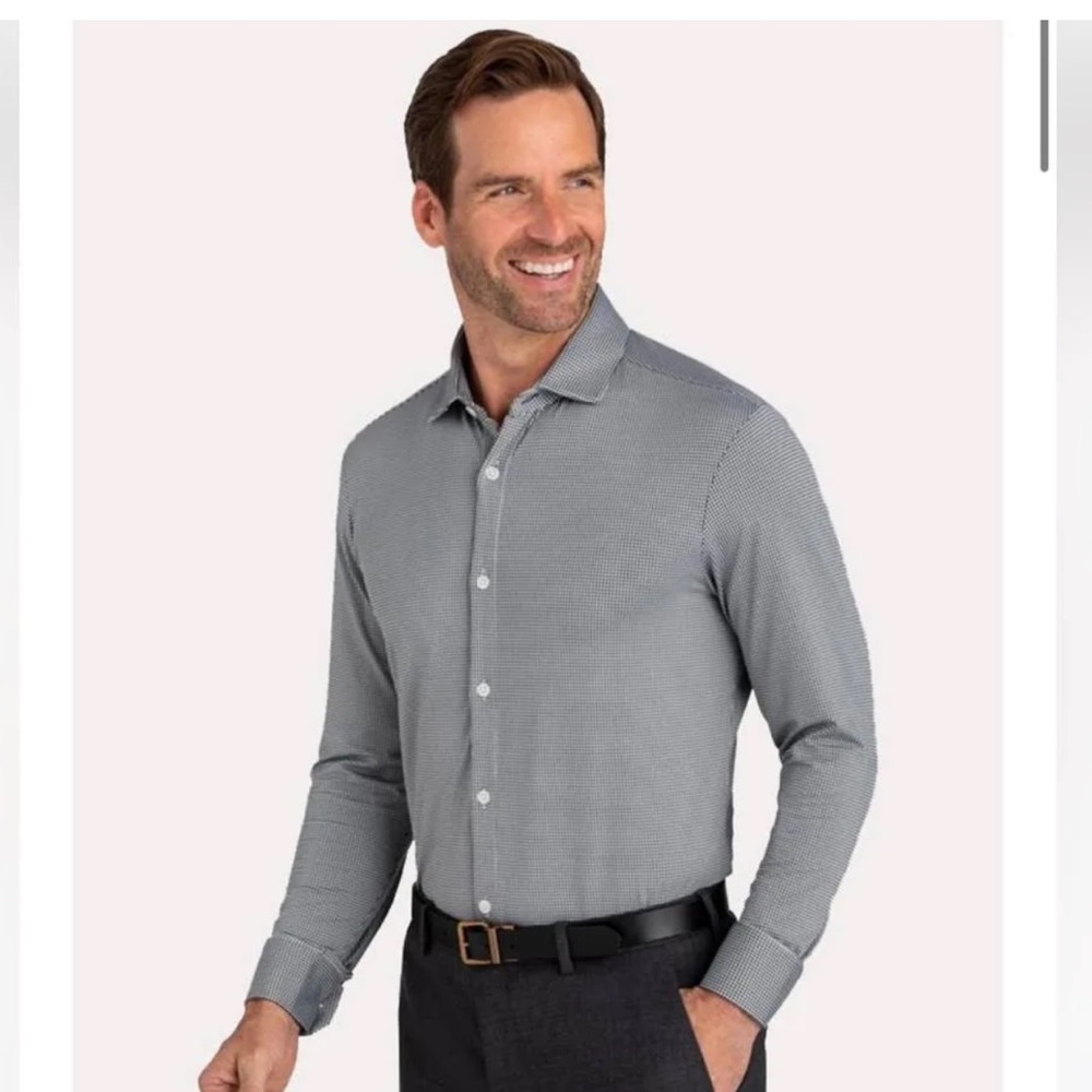 Mizzen+Main NEW performance Men’s button down black gingham size large trim